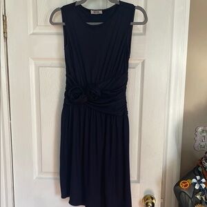 Moschino Navy Sleeveless Rosette Waist Dress